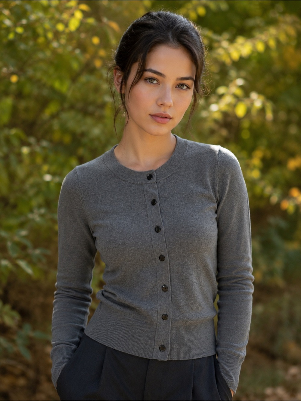 Banana Republic Gray Silk-Cotton-Cashmere Sweater